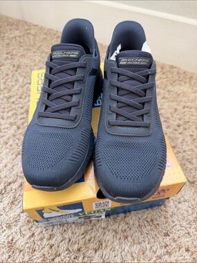 Navy Skechers BOBS Navy Knit slip in Sneakers Worn once